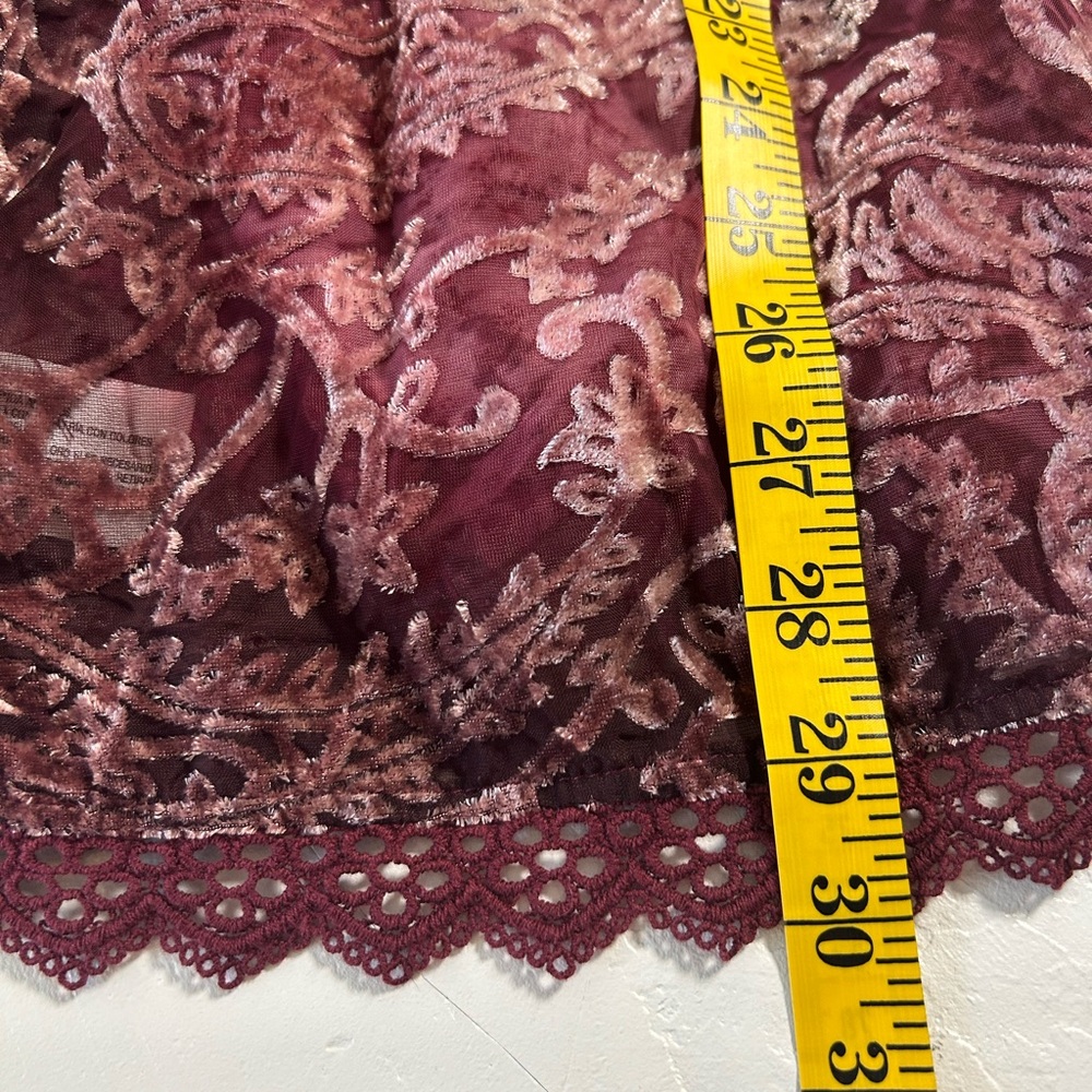 Knox Rose Women's Maroon Burnout Velvet Top XL - Picture 8 of 11